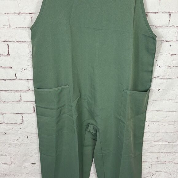 Jumpsuit Overalls Womens Small Spaghetti Strap Sleeveless Pocket Scoopneck Green - Picture 4 of 9
